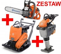 Zestaw zagęszczarka Husqvarna LF 100 + ubijak LT 5005 + pilarka 135ii
